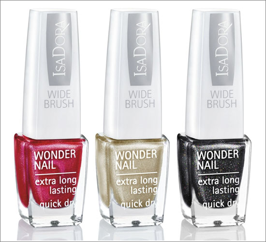 Wonder Nail Wide Brush Merry Red (727) Black Galaxy (728) Gold Sparkles (652)