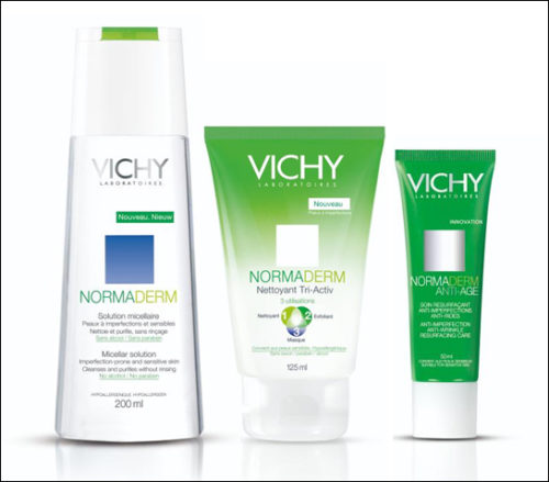 Vichy Normaderm Lugnande ansiktsvatten Micellar Solution, Tri-Activ Rengöringskräm, Anti-Age Dagcreme