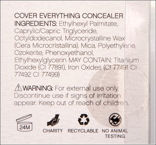 e.l.f. Cover Everything Concealer Corrective Yellow Ingredients/Ingredienser