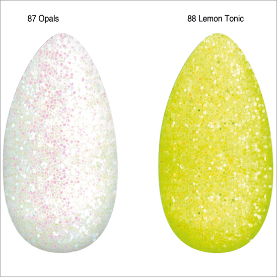 IsaDora Neon Glitter Nails 87 Opals white 88 Lemon Tonic yellow