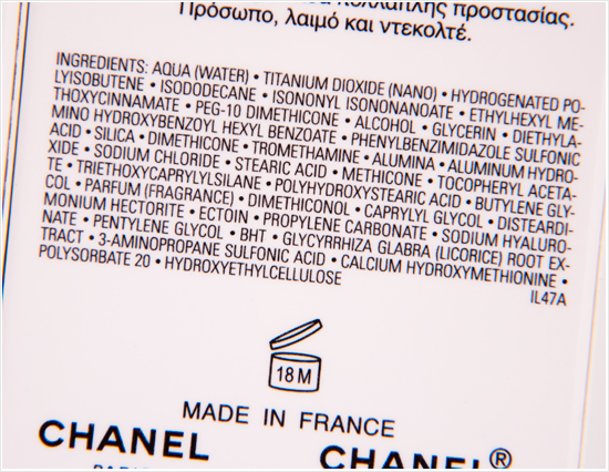 UV Essentiel Daily UV Care Multi-protection Chanel SPF 50+ Ingredients