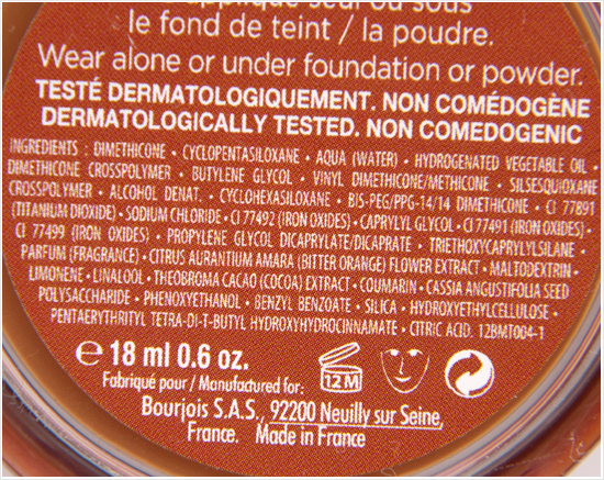 Bourjois-Bronzing-Primer-Ingredients